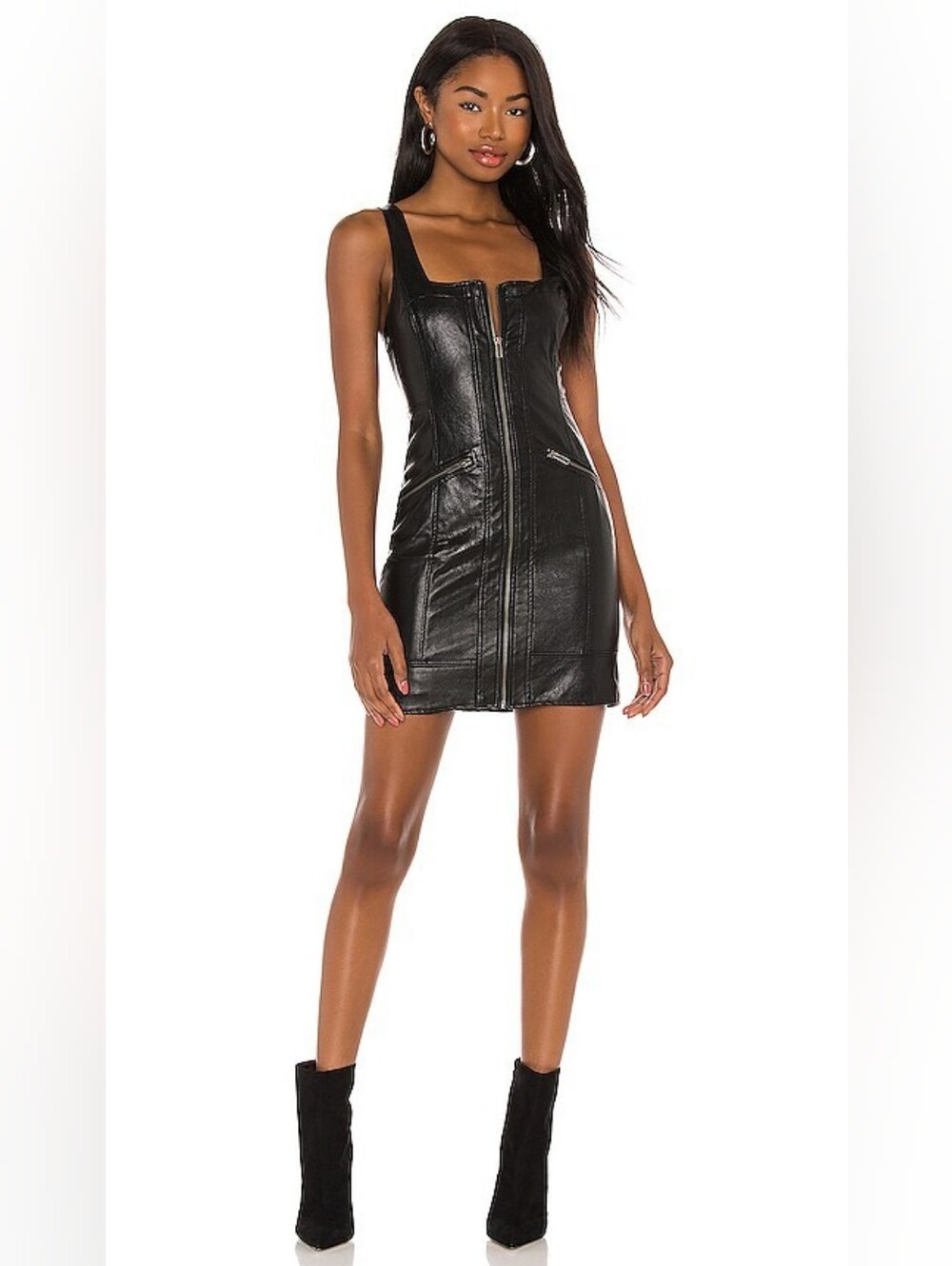 NWOT Free People Johnny Vegan Leather Zipper Mini Dress, Size 4